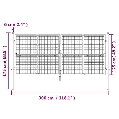 vidaXL Záhradná brána so sieťoviny antracit 300x175cm pozinkovaná oceľ