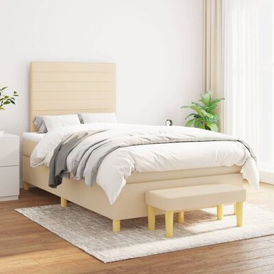 vidaXL Boxspring posteľ s matracom krémová 120x190 cm látka