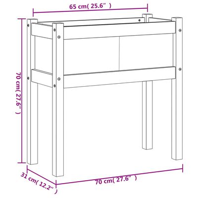 vidaXL Záhr. kvetináč s nohami voskový hnedý 70x31x70 cm mas. borovica