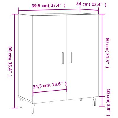 vidaXL Komoda dub sonoma 69,5x34x90 cm kompozitné drevo