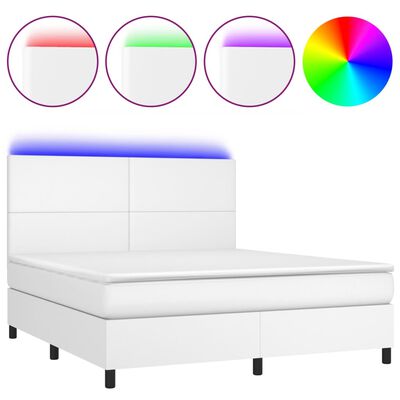 vidaXL Boxspring posteľ s matracom a LED biela 160x200 cm umelá koža