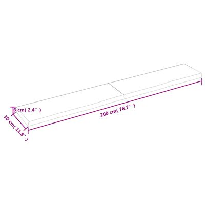 vidaXL Nástenná polica tmavohnedá 200x30x(2-6)cm ošetrený masívny dub