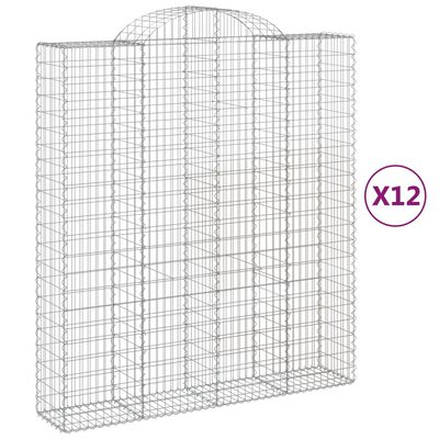 vidaXL Oblúkový gabionový kôš 12ks 200x50x220/240cm pozinkované železo