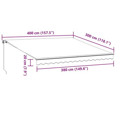 vidaXL Automaticky zaťahovacia markíza hnedá 400x300 cm