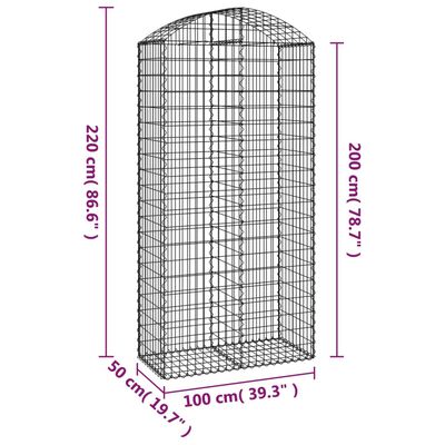 vidaXL Oblúkový gabionový kôš 100x50x200/220 cm pozinkované železo