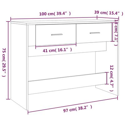 vidaXL Konzolový stolík biely 100x39x75 cm spracované drevo