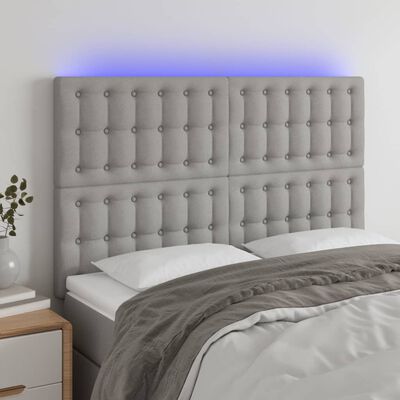 vidaXL Čelo postele s LED bledosivé 147x16x118/128 cm látka