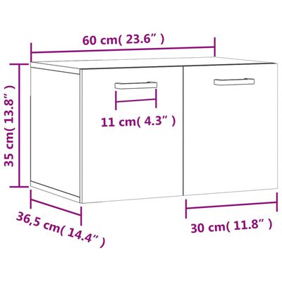 vidaXL Nástenná skrinka lesklá biela 60x36,5x35 cm spracované drevo