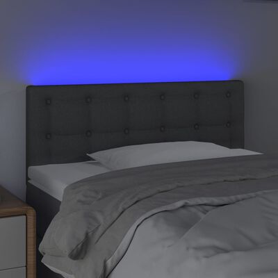 vidaXL Čelo postele s LED tmavosivé 90x5x78/88 cm látka