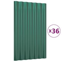 vidaXL Zelené strešné panely 36 ks práškovaná oceľ 60x36 cm