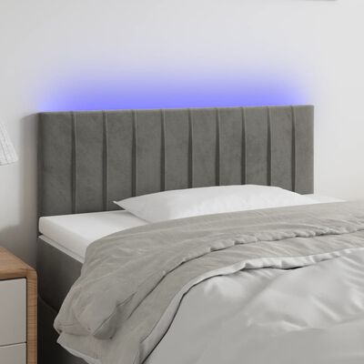 vidaXL Čelo postele s LED bledosivé 80x5x78/88 cm zamat