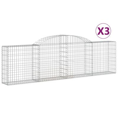 vidaXL Oblúkové gabionové koše 3 ks 300x30x80/100cm pozinkované železo