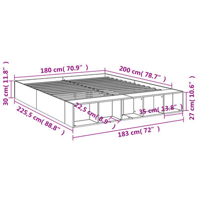 vidaXL Posteľný rám betónový sivý 180x200 cm kompozitné drevo