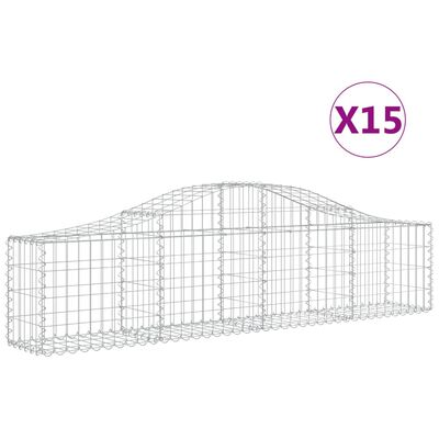 vidaXL Oblúkový gabionový kôš 15 ks 200x30x40/60 cm pozinkované železo