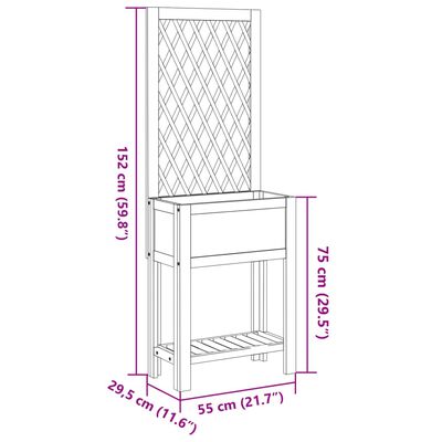 vidaXL Kvetináč s mriežkou a policou 55x29,5x152 cm akáciový masív