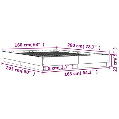 vidaXL Posteľný rám betónový sivý 160x200 cm kompozitné drevo