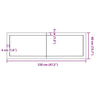 vidaXL Stolová doska tmavohnedá 120x40x(2-4) cm ošetrený dubový masív