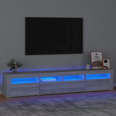 vidaXL TV skrinka s LED svetlami sivá sonoma 210x35x40 cm