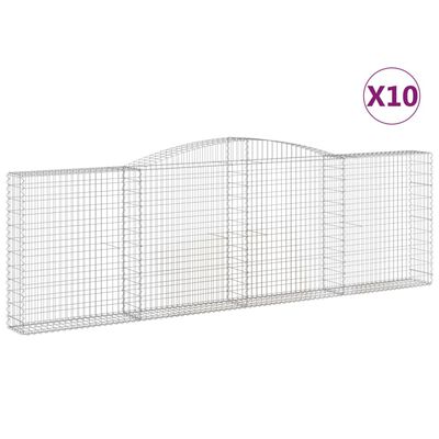 vidaXL Oblúkové gabionové koše 10 ks 400x30x120/140 cm pozink. železo