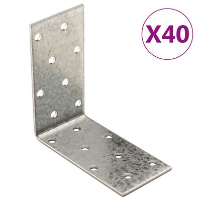 vidaXL Uhlové konzoly 40 ks 2 mm 80x40x80 mm pozinkovaná oceľ