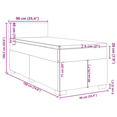 vidaXL Posteľný rám boxspring s matracom čierny 90x190 cm látka