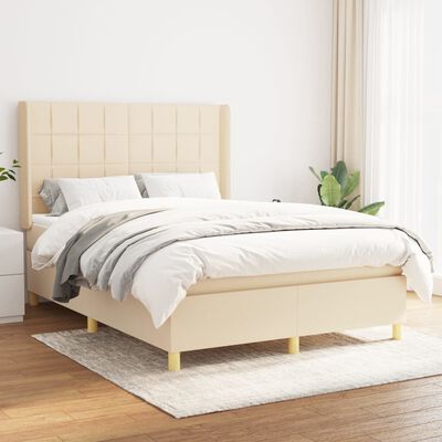 vidaXL Boxspring posteľ s matracom krémový 140x190 cm látka