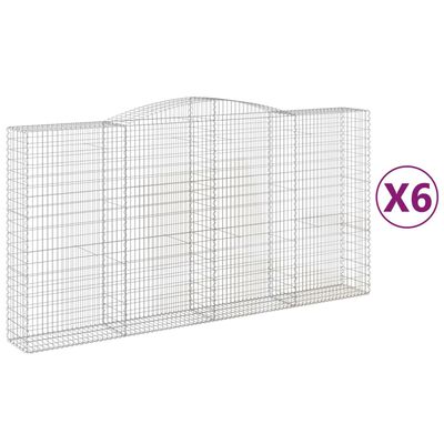 vidaXL Oblúkový gabionový kôš 6 ks 400x50x200/220cm pozinkované železo