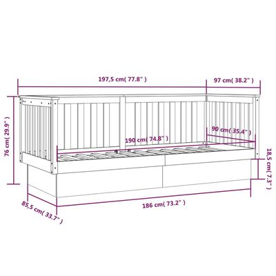 vidaXL Denná posteľ s matracom 90x190 cm masívna borovica