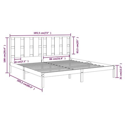 vidaXL Posteľný rám čierny masívne drevo 180x200 cm 6FT Super King