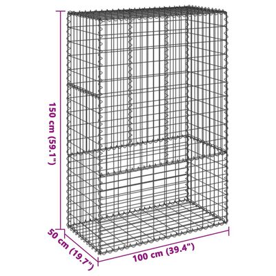 vidaXL Gabiónový kôš s krytom 100x50x150 cm pozinkované železo