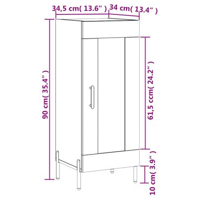 vidaXL Komoda hnedý dub 34,5x34x90 cm spracované drevo