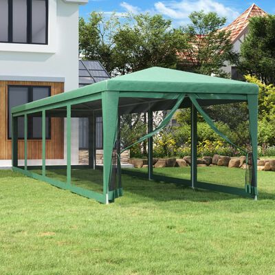 vidaXL Párty stan s 10 sieťkovanými bočnými stenami zelený 3x12 m HDPE