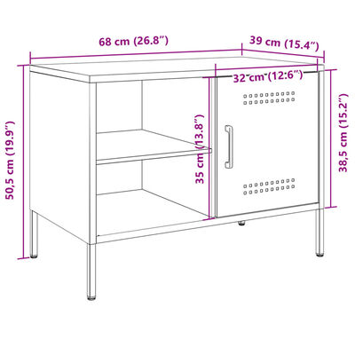 vidaXL TV skrinka olivovozelená 68x39x50,5 cm oceľ