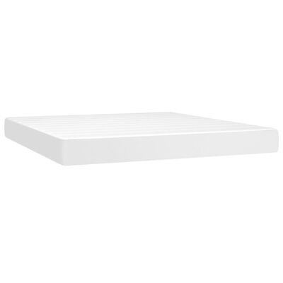 vidaXL Boxspring posteľ s matracom a LED biela 180x200 cm umelá koža