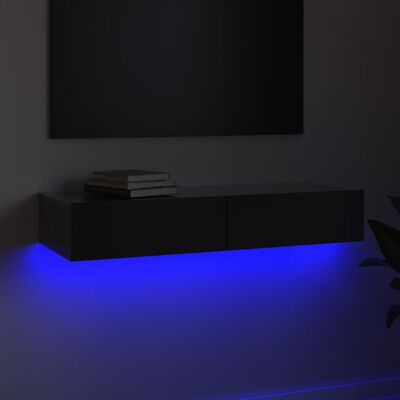 vidaXL TV skrinka s LED svetlami lesklá sivá 90x35x15,5 cm