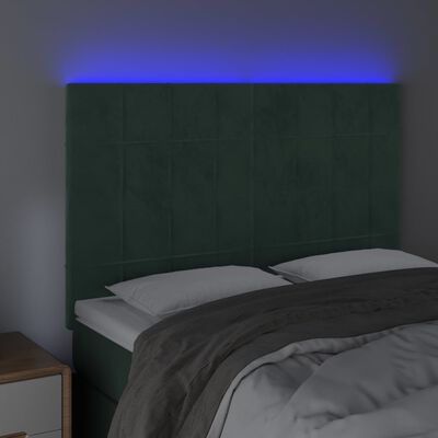 vidaXL Čelo postele s LED tmavozelené 144x5x118/128 cm zamat