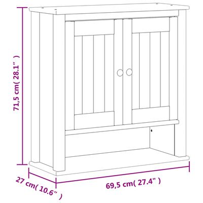 vidaXL Nástenná skrinka do kúpelne BERG biela 69,5x27x71,5 cm borovica