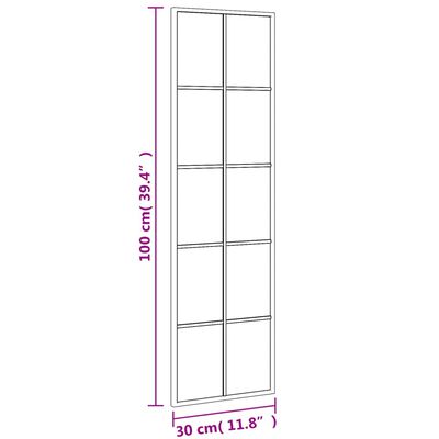 vidaXL Nástenné zrkadlo čierne 30x100 cm obdĺžnikové železné