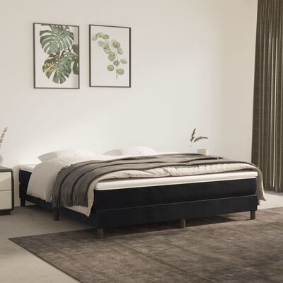 vidaXL Posteľný rám boxspring s matracom čierny 180x200 cm zamat