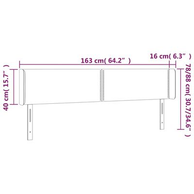 vidaXL Čelo postele s LED bledosivé 163x16x78/88 cm zamat