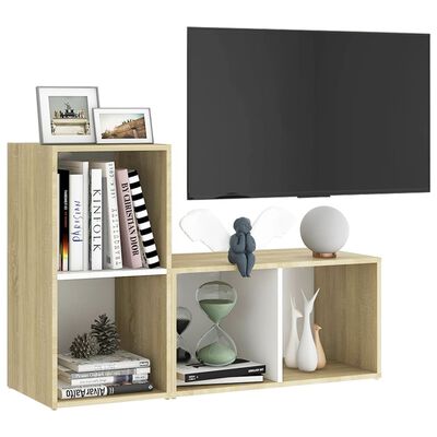 vidaXL TV skrinky 2 ks, biela+sonoma 72x35x36,5 cm, kompozitné drevo