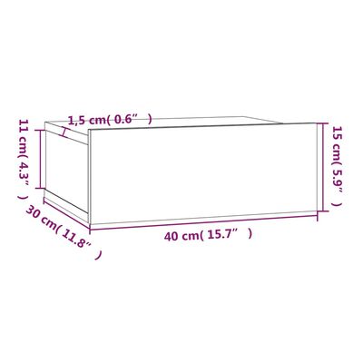 vidaXL Nástenný nočný stolík hnedý dub 40x30x15 cm spracované drevo