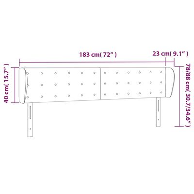 vidaXL Čelo postele so záhybmi tmavosivé 183x23x78/88 cm látka