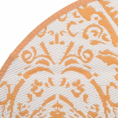 vidaXL Vonkajší koberec oranžovo-biely Ø200 cm PP