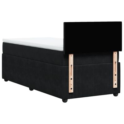 vidaXL Posteľný rám boxspring s matracom čierny 90x190 cm zamat