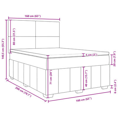 vidaXL Posteľný rám boxspring s matracom krémový 160x200 cm látka