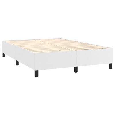 vidaXL Boxspring posteľ s matracom a LED biela 140x200 cm umelá koža