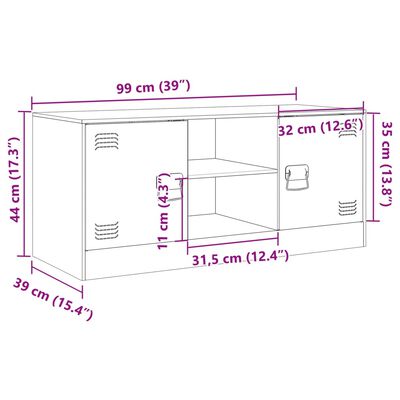 vidaXL TV skrinka horčicovo-žltá 99x39x44 cm oceľ