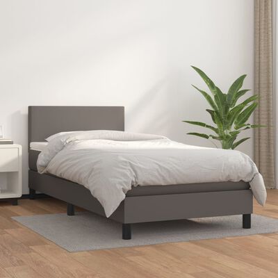 vidaXL Boxspring posteľ s matracom sivá 90x200 cm umelá koža