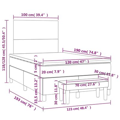 vidaXL Boxspring posteľ s matracom krémová 120x190 cm látka